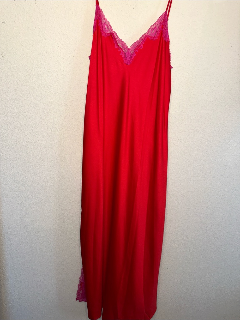 INC International Concepts Red Slip with Pink Lace Accents